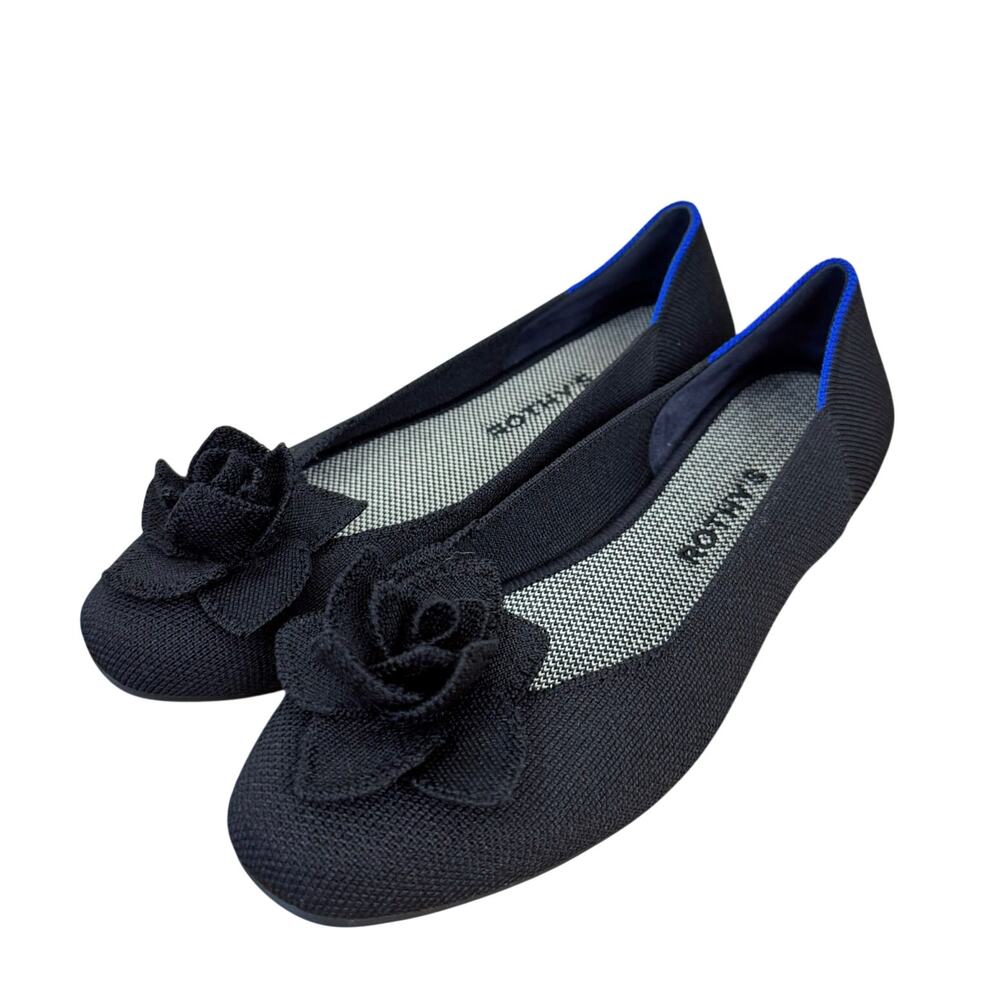 Rothy's Black Knit Petal Square Ballet Flats 8